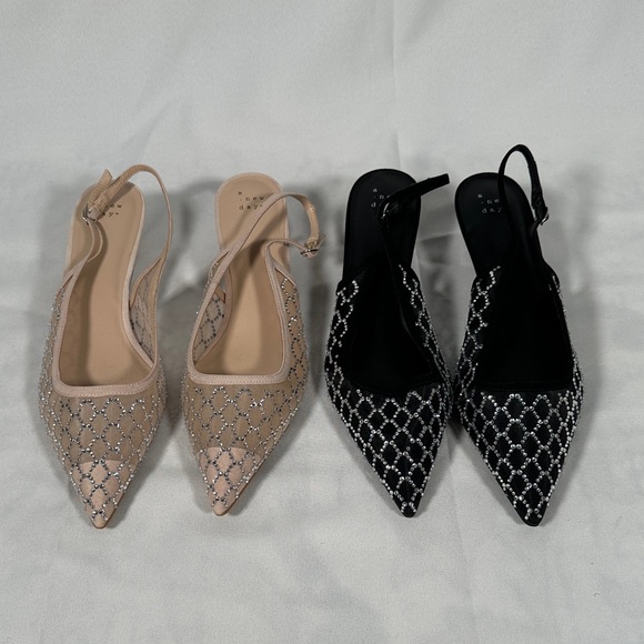 Slingback Heels - Black and Nude - Picture 1 of 9